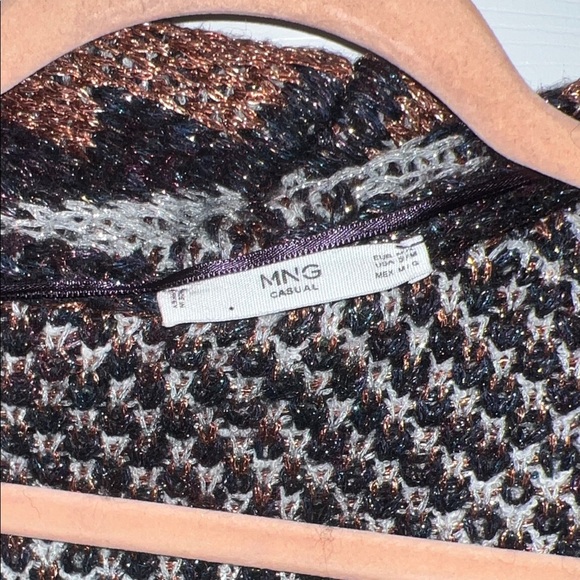 MNG MANGO Rare Oversized Chunky Knit Glittery Boho Cardigan - Picture 9 of 16